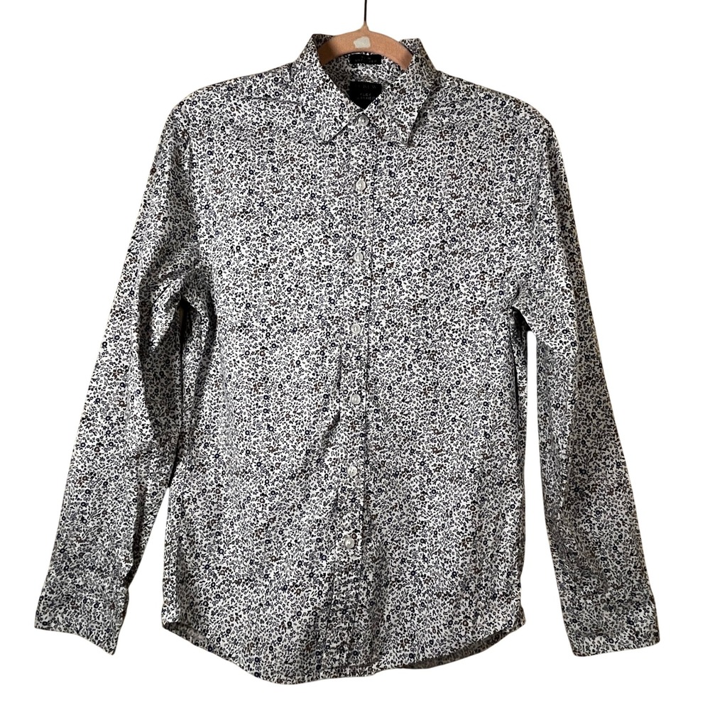 J.Crew Flex Washed Slim Untucked Shirt Mens S Floral Preppy Botanical
